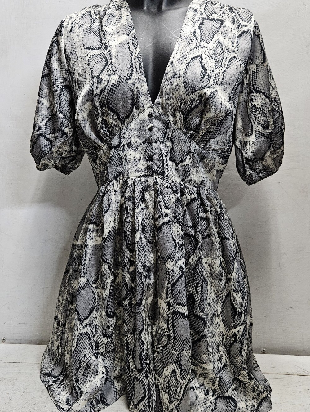 MAIN STRIP Medium Snake Print Romper Dress  Deep V-Neck Sexy Short Skort Skirt
